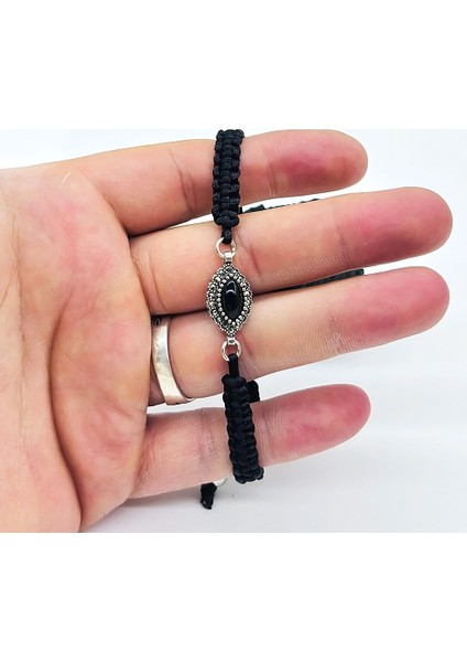 Zirkon ve Oltu Taşı İşçilikli 925 Ayar Gümüş Bileklik fiyatları