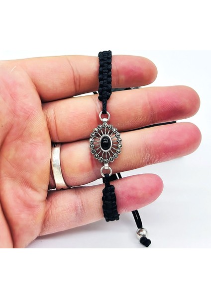 Zirkon ve Oltu Taşı İşçilikli 925 Ayar Gümüş Bileklik fiyatları