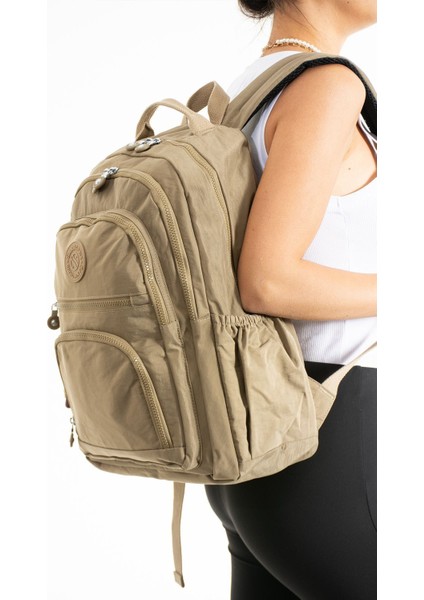 Unisex Suya Dayanıklı Krinkıl Kumaş Çok Gözlü Orta Boy Laptop Okul ve Sırt Çantası fiyatları