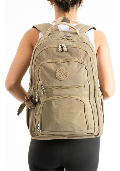 Unisex Suya Dayanıklı Krinkıl Kumaş Çok Gözlü Orta Boy Laptop Okul ve Sırt Çantası modelleri