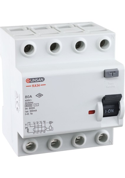 Valta Kaçak Akım Rölesi AC Tip 6kA 300mA 80A 3 Kutup + Nötr