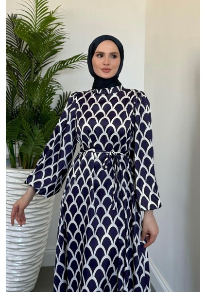 Linya Balık Sırtı Elbise Lacivert modelleri