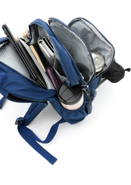 Unisex Suya Dayanıklı Krinkıl Kumaş Çok Gözlü Orta Boy Laptop Okul ve Sırt Çantası