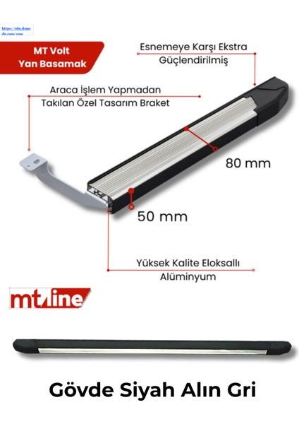Yan Basamak Volkswagen Transporter T-5,6,7 2003 > Uzun Şasi Eloksallı Alü. Alın Gri Gövde Siyah