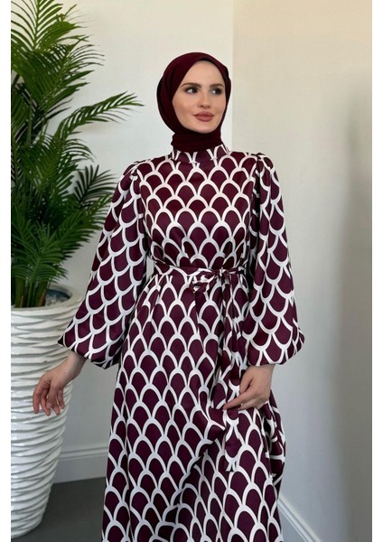 Linya Balık Sırtı Elbise Mürdüm modelleri