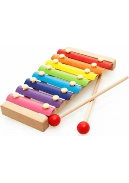 Bamtebi Model Ahşap Ksilofon 8 Nota 8 Ton 8 Tuşlu 25 cm