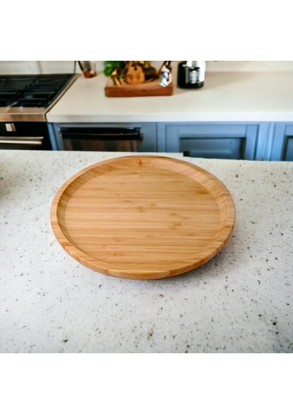 Bambu Lüx Yuvarlak Servis 25 * 25 cm, Sunumluk & Çerezlik Sunum Tabağı