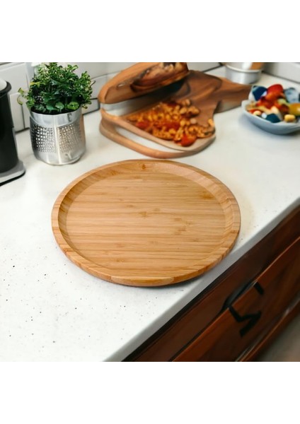Bambu Lüx Yuvarlak Servis 25 * 25 cm, Sunumluk & Çerezlik Sunum Tabağı fiyatları