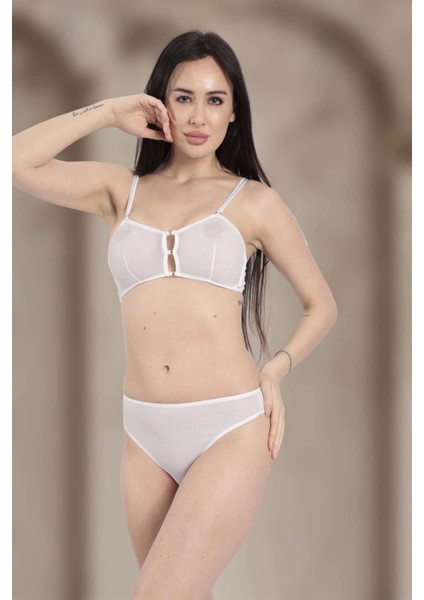 Beyaz Tül Sütyen Takım - 881