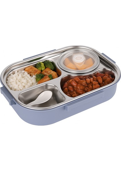 Üç Bölmeli, Kapaklı, Paslanmaz Çelik, Lila Yemek Saklama ve Taşıma Kabı/kutusu 1000 Ml. (465)