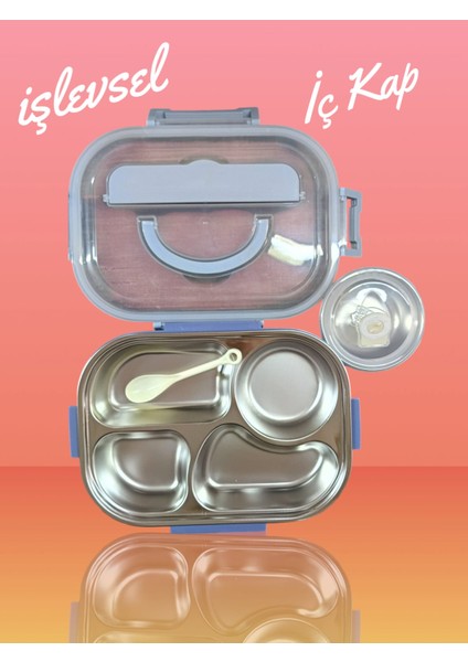Üç Bölmeli, Kapaklı, Paslanmaz Çelik, Lila Yemek Saklama ve Taşıma Kabı/kutusu 1000 Ml. (465) fiyatları
