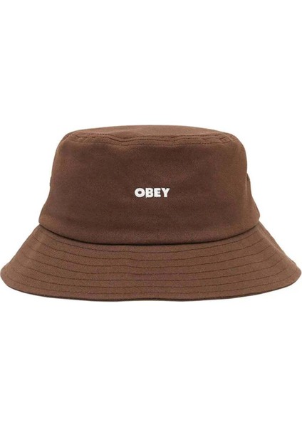 Yumuşak Pamuklu Unstructured Flat Top Bucket Hat - Obey Işlemeli, 3 Renk Seçeneği