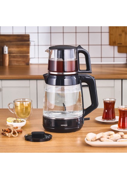 Glass Tea Xl 2 In 1 Cam Çay Makinesi Shiny Black
