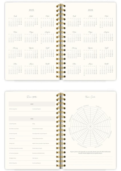 Spiralli Sert Kapak A5 Akademik Ajanda 2025-2026.