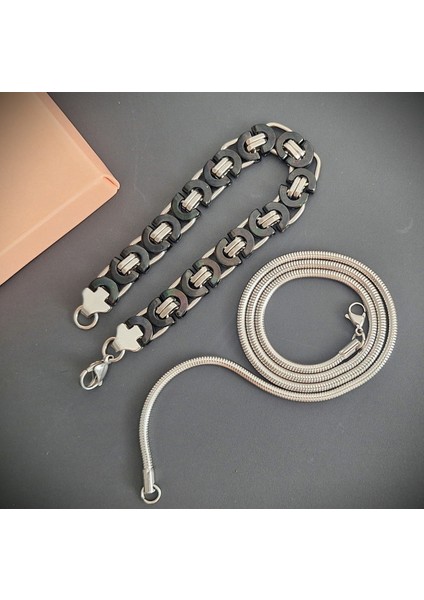Voyageaccessory Ikili Ürün Fırsatı Paslanmaz Çelik Billeklik ve Erkek Kolye /ister Spor Ister Klasik Tarz