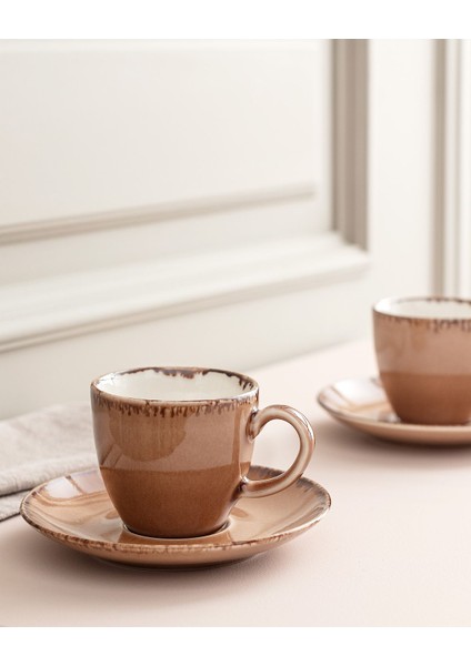 Monde 2 Kişilik Kahve Fincanı Takımı - Pudra - 90 Ml
