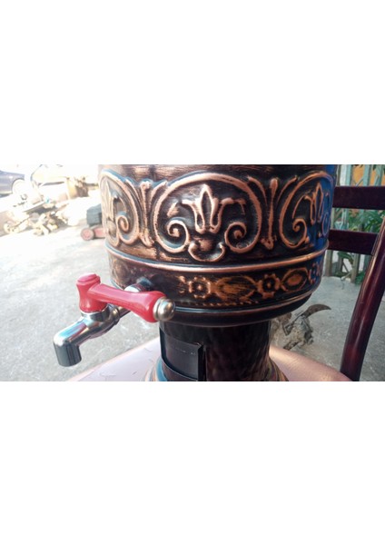 5 Lt Kabartmalı Bakır Semaver Bakır Demlik BS05-K Crm.bkr.smvr, One Size fırsatları