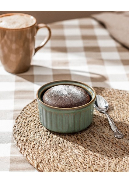 Kleby Porselen Sufle Kabı 10 cm Yeşil 2'li Set Gıda Temalı Bulaşık Makinesinde Yıkanabilir