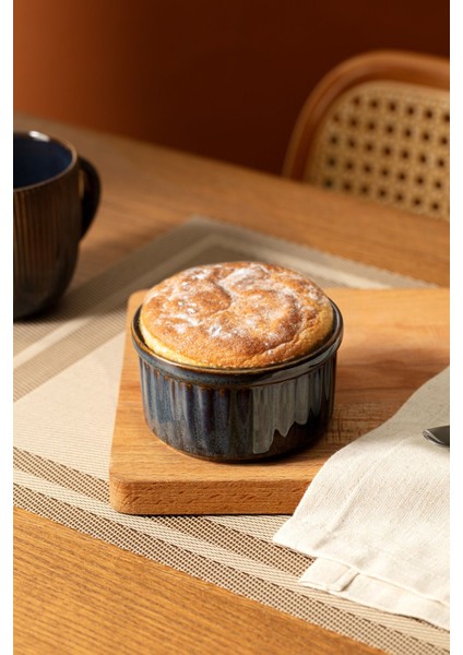 Porselen Sufle Kabı 2'li Set 10x5 cm Lacivert Fırın ve Bulaşık Makinesi Kullanımına Uygun