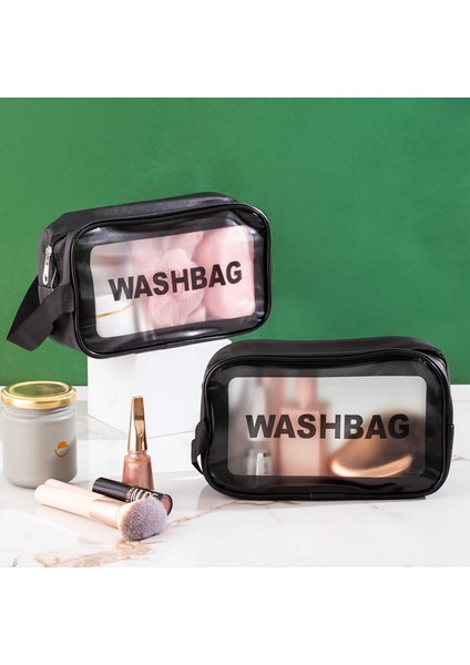 3140 Şeffaf Seyahat ve Makyaj Çantası Su Geçirmez Organizer Washbag 21 x 13 cm