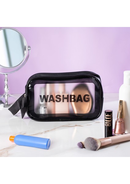 3140 Şeffaf Seyahat ve Makyaj Çantası Su Geçirmez Organizer Washbag 21 x 13 cm modelleri