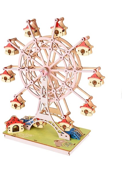 Dönme Dolap Montajı Çocuklar Için Üç Boyutlu Eğitici Yapboz 3D Ahşap Yapboz Modeli Yapboz (Yurt Dışından)