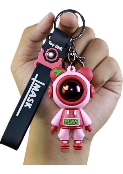 Astronot Şimşek Ayı Anahtarlık Kolye Yaratıcı Karikatür Bebek Araba Bagaj Anahtarlık Kolye (Yurt Dışından)