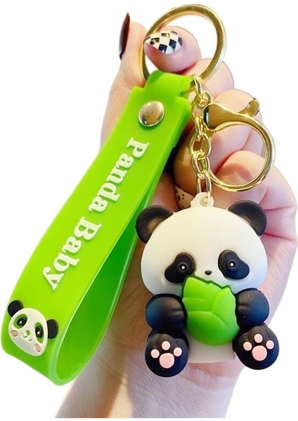 3D Yumuşak Plastik Çizgi Film Sevimli Küçük Panda Anahtarlık Bebek Anahtarlık (Yurt Dışından)