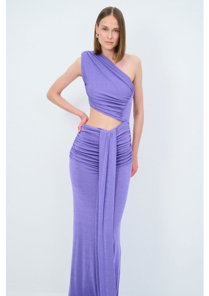 Night Zoom Tek Omuzlu Uzun Elbise modelleri