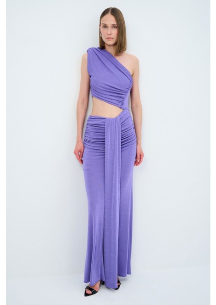 Night Zoom Tek Omuzlu Uzun Elbise fırsatları