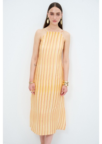 Halter Yaka Keten Elbise fiyatları