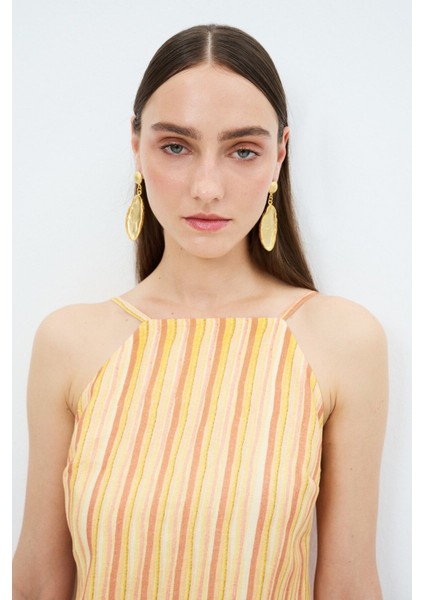 Halter Yaka Keten Elbise modelleri