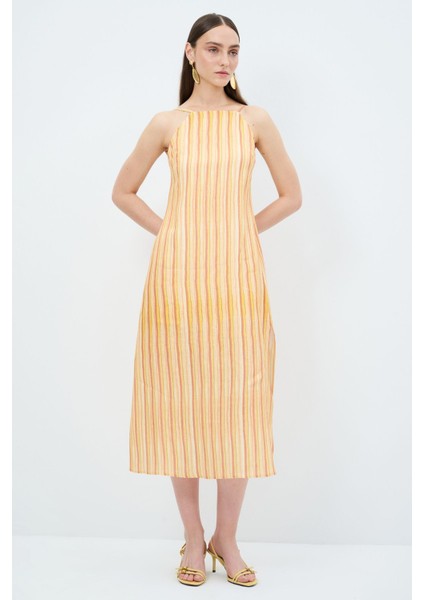 Halter Yaka Keten Elbise indirimleri