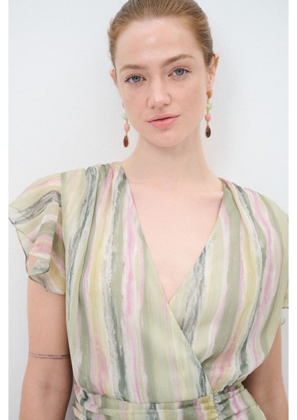 V Yaka Şifon Elbise indirimleri