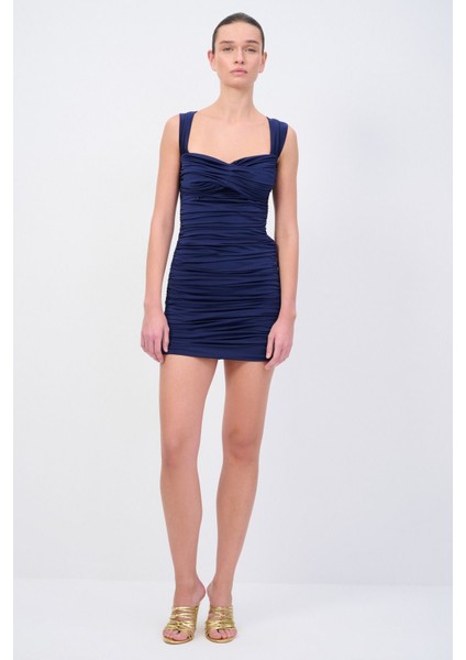 Moda Tutkusu Büzgülü Dar Elbise