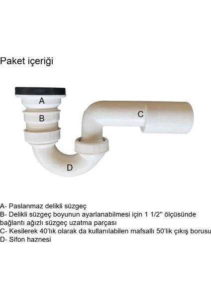 Küvet Sifonu, Duş Teknesi Sifonu, Bide Sifonu, Yandan Çıkışlı, Paslanmaz Çelik Delikli Süzgeçli, Koku Önleyici, Kokusuz Gider Borulu fırsatları