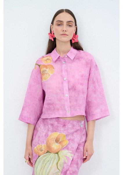 Desenli Keten Gömlek