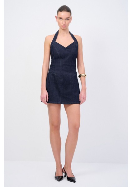 Moda Tutkusu Mini Denim Elbise