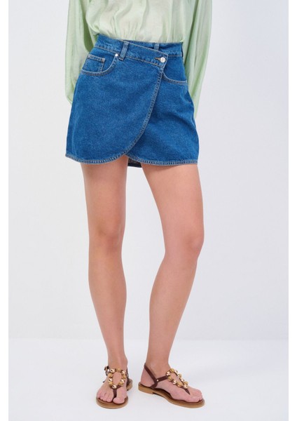 Moda Tutkusu Asimetrik Mini Denim Etek fiyatları