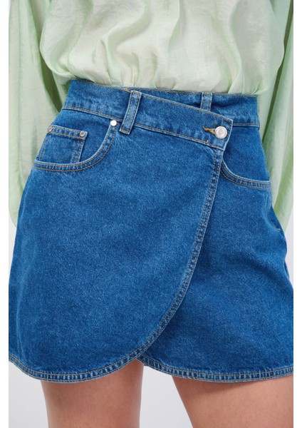Moda Tutkusu Asimetrik Mini Denim Etek modelleri