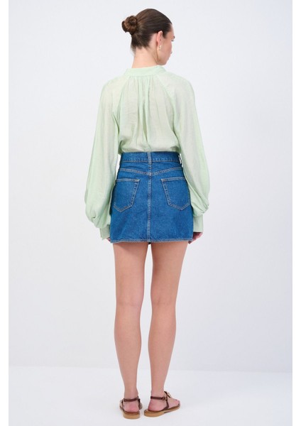 Moda Tutkusu Asimetrik Mini Denim Etek indirimleri