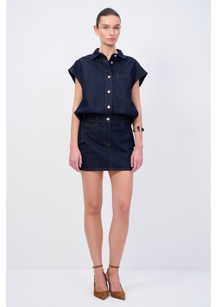 Moda Tutkusu Denim Kolsuz Tulum
