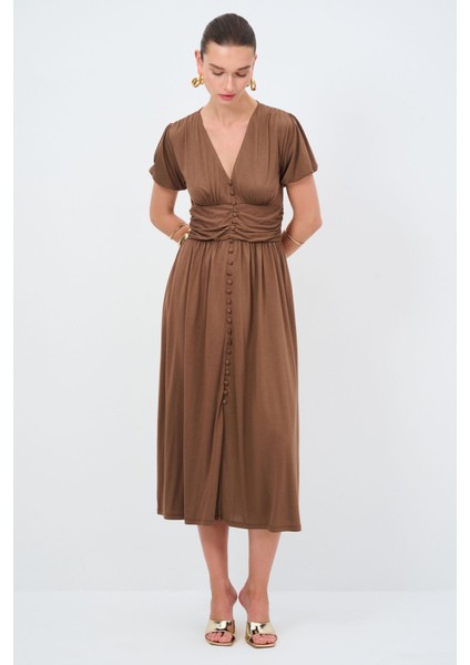 Büzgülü Modal Elbise fırsatları