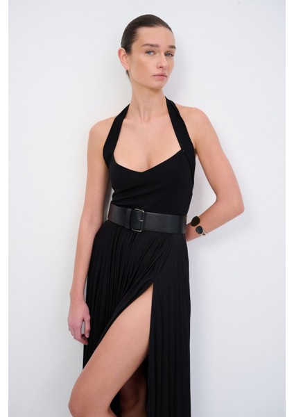 Moda Tutkusu Kemerli Piliseli Örme Elbise fiyatları