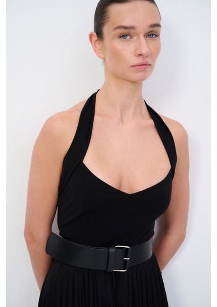 Moda Tutkusu Kemerli Piliseli Örme Elbise modelleri