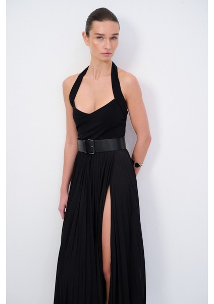 Moda Tutkusu Kemerli Piliseli Örme Elbise indirimleri