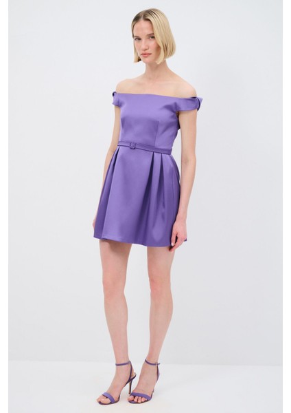 Mert Aslan Omuzları Açık Mini Tafta Elbise fırsatları