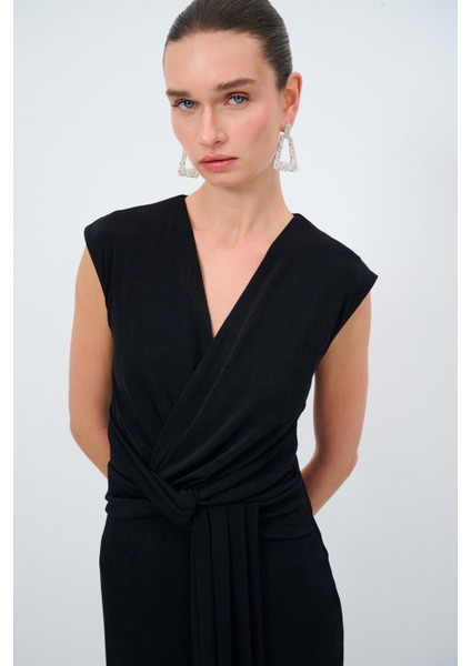 Bağlama Detaylı Kolsuz Uzun Elbise modelleri