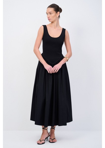 Moda Tutkusu Bedeni Triko Poplin Elbise indirimleri