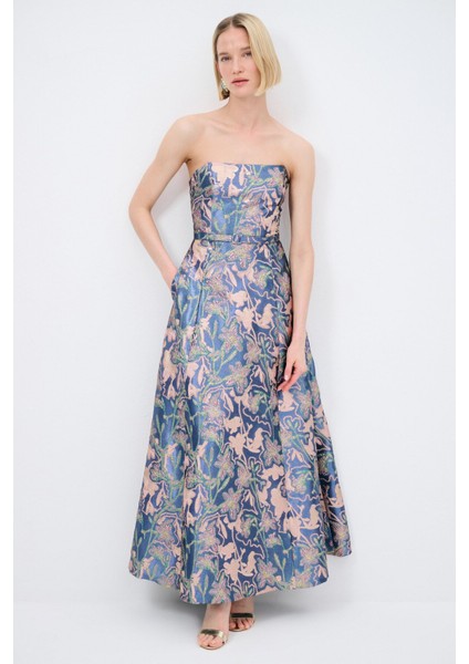 Mert Aslan Straplez Uzun Jakar Elbise fırsatları